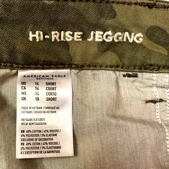 American Eagles Super Stretch Women’s Jeggins Size 14 Short camouflage green Y2K - Picture 9 of 12